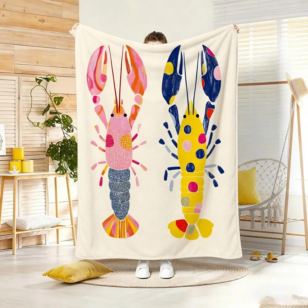 Anime lobster Throw Soft Warm Throw Blanket for Bedroom Living Room Bed Travel Camping Picnic Gift