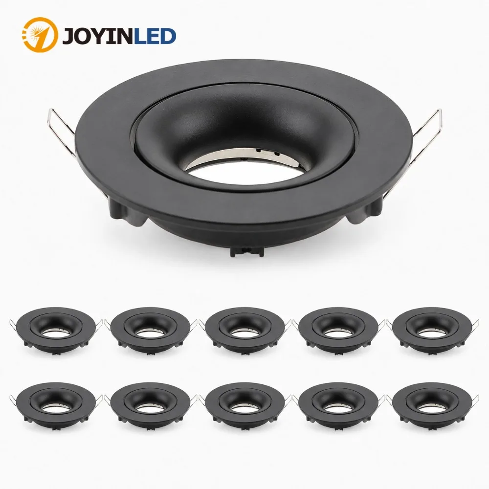 JOYINLED 1/10PCS Round GU10 Recessed Downlight Frame Tiltable MR16 Spotlight Fitting Ceiling Lamp Holder Mounting Ring