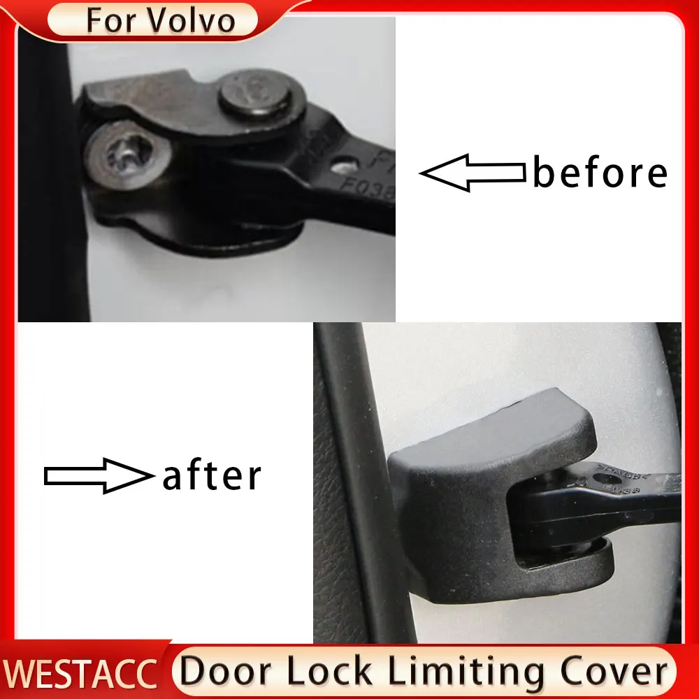 4Pcs Car Door Stopper Protection Cover Case for Volvo XC60 XC90 S90 Anti-Rust Door Lock Limiting Cover Cap Accessories