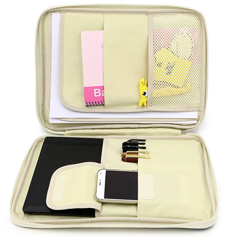 

Waterproof A4 Document Bag Spacious Travel File Holder with Carry Handle for Business School Organization Light Green