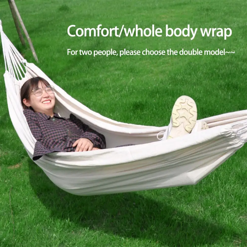 1 Set Wear-resistant Double Hammock Beige Single Hammock Cozy Swing Single Double  Hammock  Rest