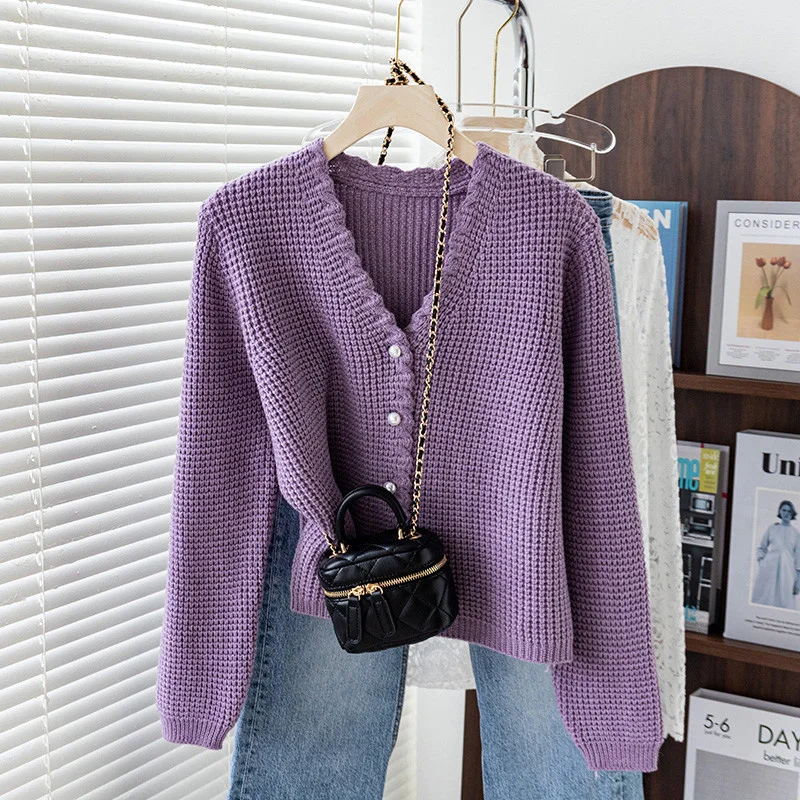 

2025 New WOMEN Knitwear Small Fragrant Style Sweater Cardigan Jacket Spring Autumn Korean Style Single Breasted Knitted Coat Top