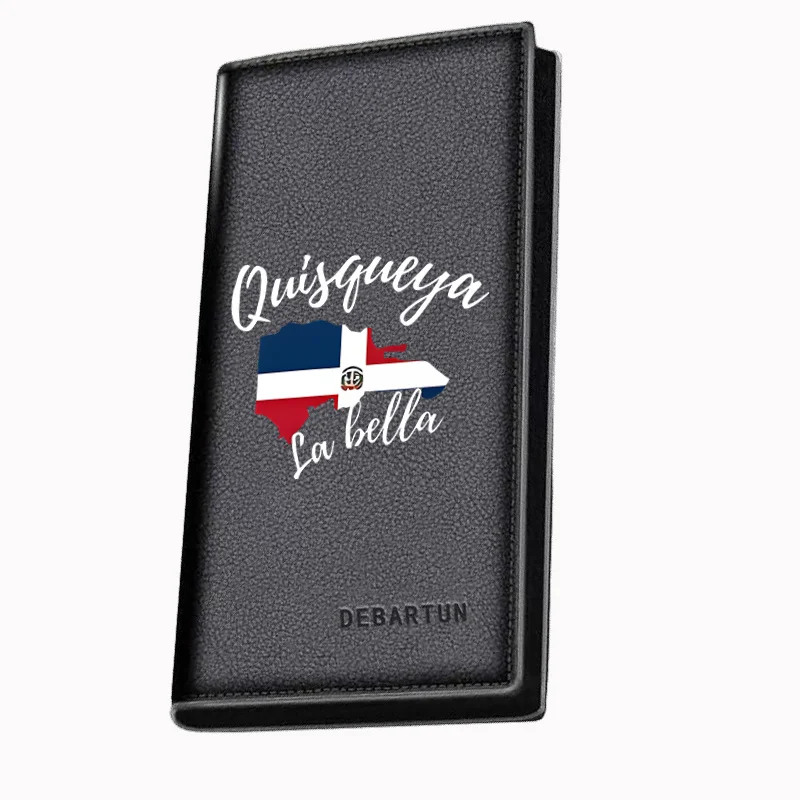 Quisqueya,the beautiful country shape. Men's Long Wallets Business Stylish Printing Design Casual Use Christmas Valentine's Fath