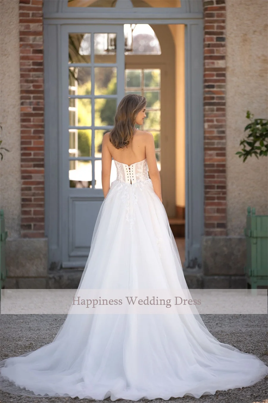 ที่กําหนดเอง Sweetheart Sequins ลูกไม้สําหรับ Top แขนกุด Tulle กระโปรงชุดแต่งงาน Backless Lace Up Custom ชุดราตรี