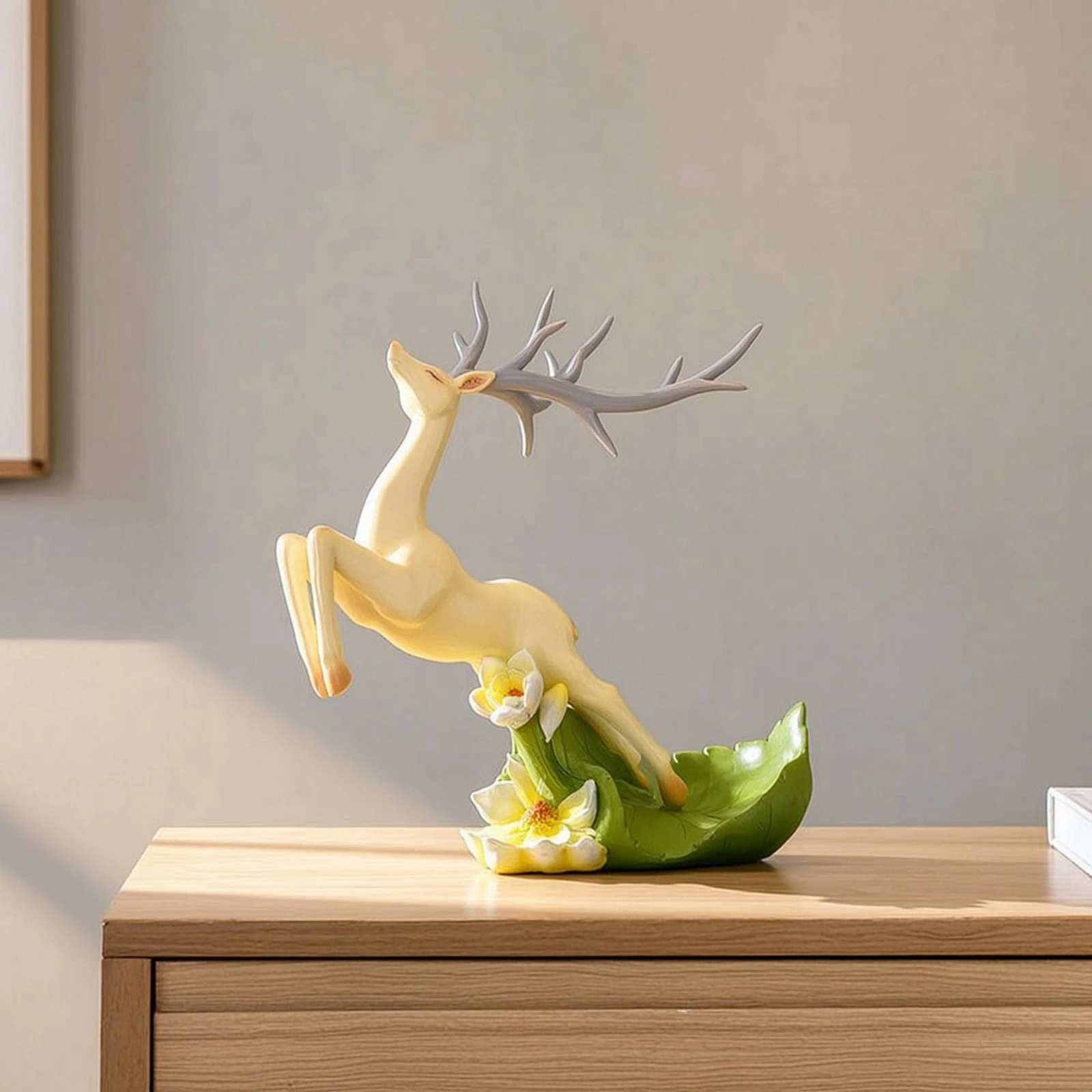 Deer Wine Bottle Holder Forest Wine Bottle Holder with Leaf Base Rustic Detailed for Collectors, Home Bar, Dining Room