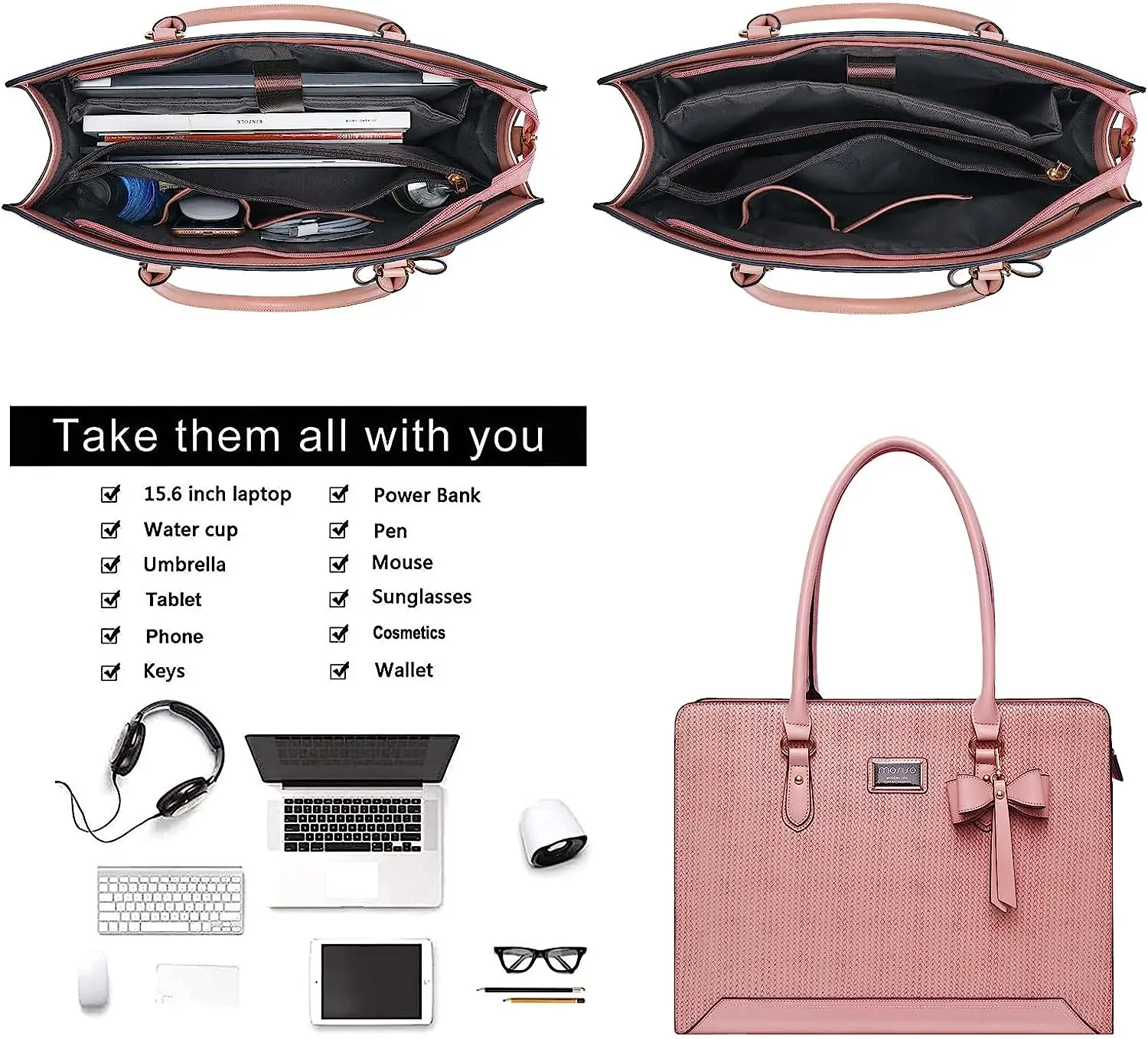 Laptop Tote Bag for Women 15 16 inch Shoulder Messenger Bag Large Capacity Woven Travel Work Office Computer Briefcase Handbags