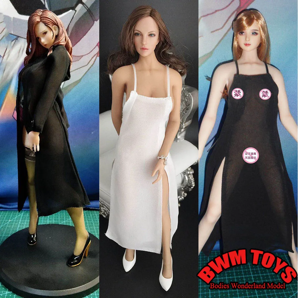 1/6 Scale Women's Suspended Dress Windbreaker Jacket Long Shirt Cardigan Clothes Model for 12 inches Action Figure Body