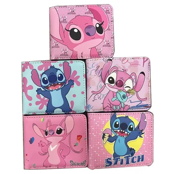 Preciosa cartera de dibujos animados, monedero corto de cuero rosa para niña con bolsillo para monedas