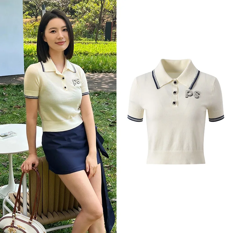 

Slimming Knitted Ne Pearl Rhinestone Summer New Sle 2025 College Sle Cr White Pearl Rhinestone Slim Fit Knitwea...