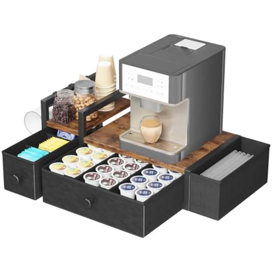 

Органайзер для кофейных капсул - Подставка для капсул K-Cup и Nespresso с держателем для кружек, настольный держатель для кофе, вместимость 52 капсулы