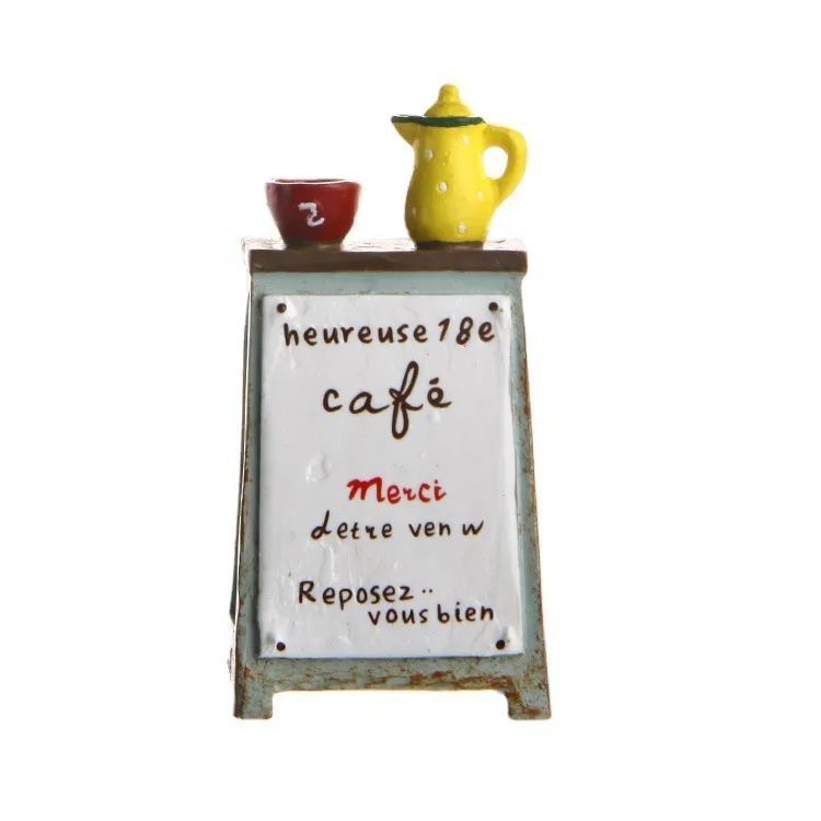 Dollhouse Teapot Billboard Dollhouse Miniature Simulation Wooden Billboard Bakery Coffee Shop Beer House Signboard Model