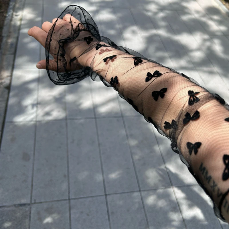 Akcesoria kosmetyczne do fotografii paznokci Polka Dot Mesh Rękawy na ramię Przezroczyste długie rękawiczki bez palców Rekwizyty do studia fotograficznego