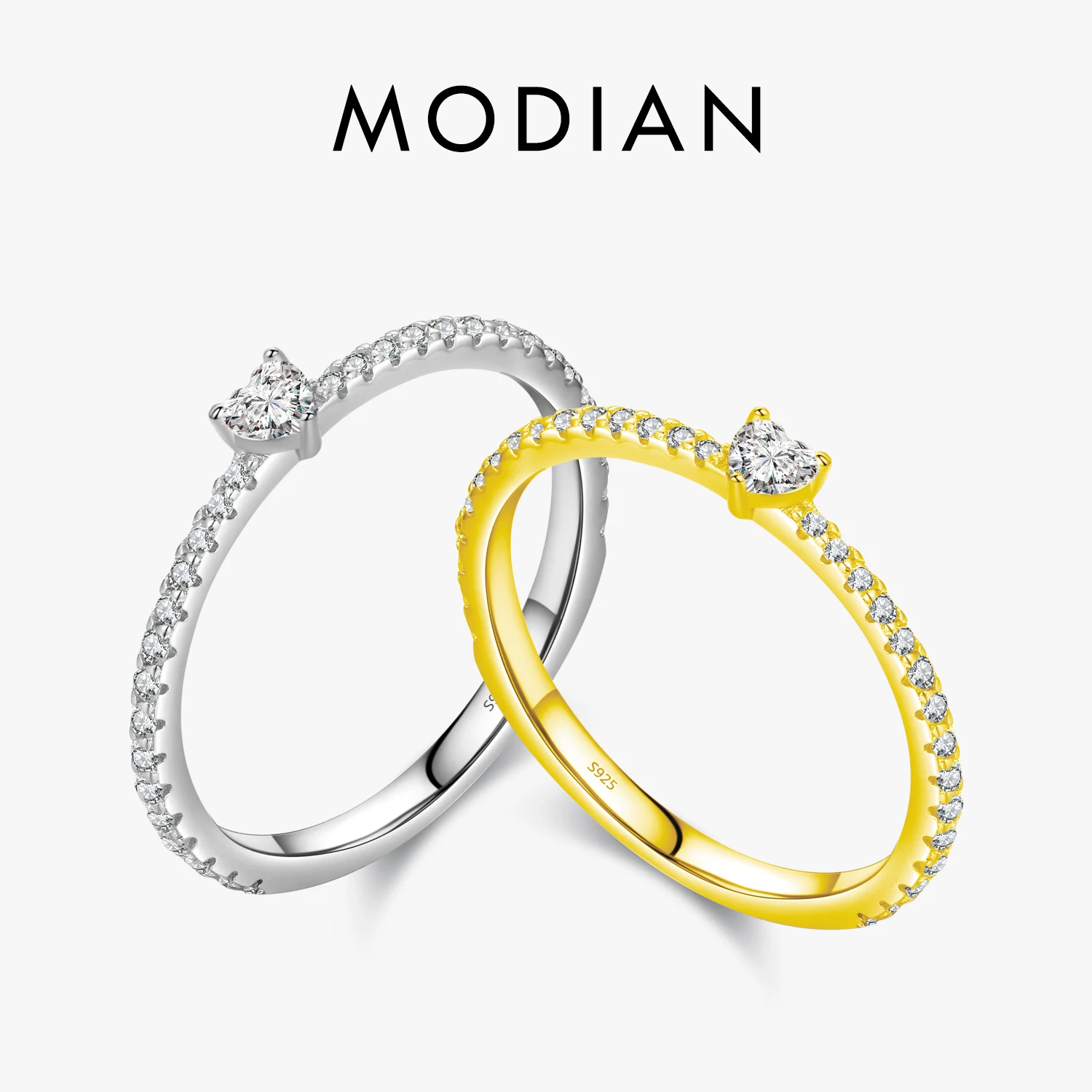 

Modian 100% 925 Sterling Silver Classic Simple Hearts Shape High Quality CZ Finger Ring For Women Wedding Fine Jewelry Anillo