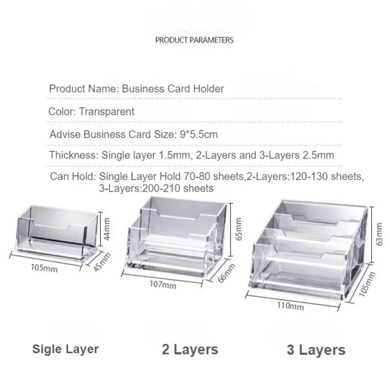 透明なプラスチック製の名刺入れ,単層,2層,3層,展示会に最適,1ユニット