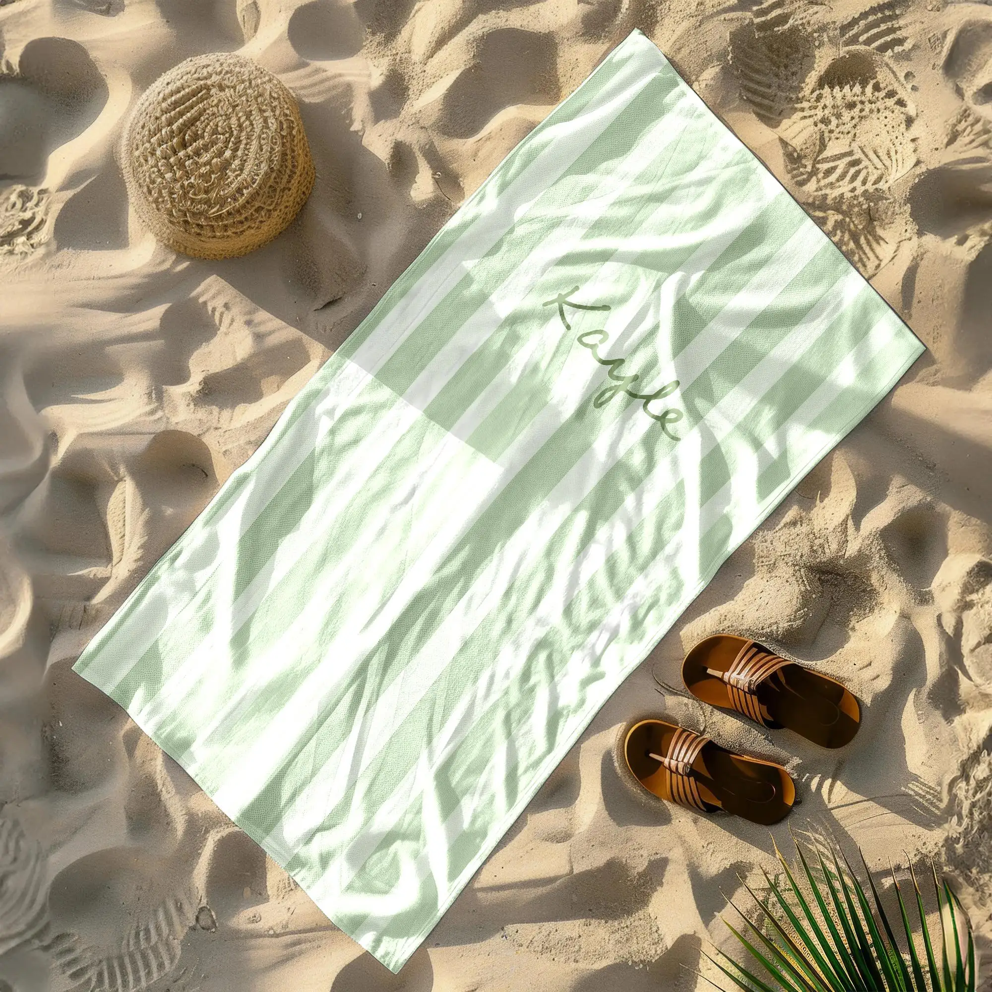 Personalized Striped Beach Towel Custom Name/Logo Oversized Microfiber Towel Summer Party Gift for Beach Swimming Bath Sports view 4