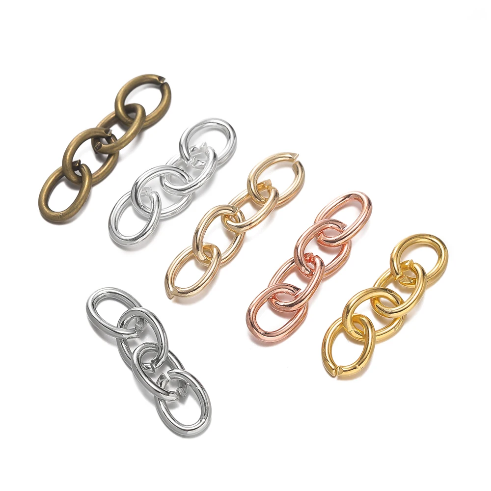 

100pcs Iron Extension Chains 4-Link Keychain Tail Chains Metal Ring Buckle for DIY Bracelet Craft Jewelry Making Accessories