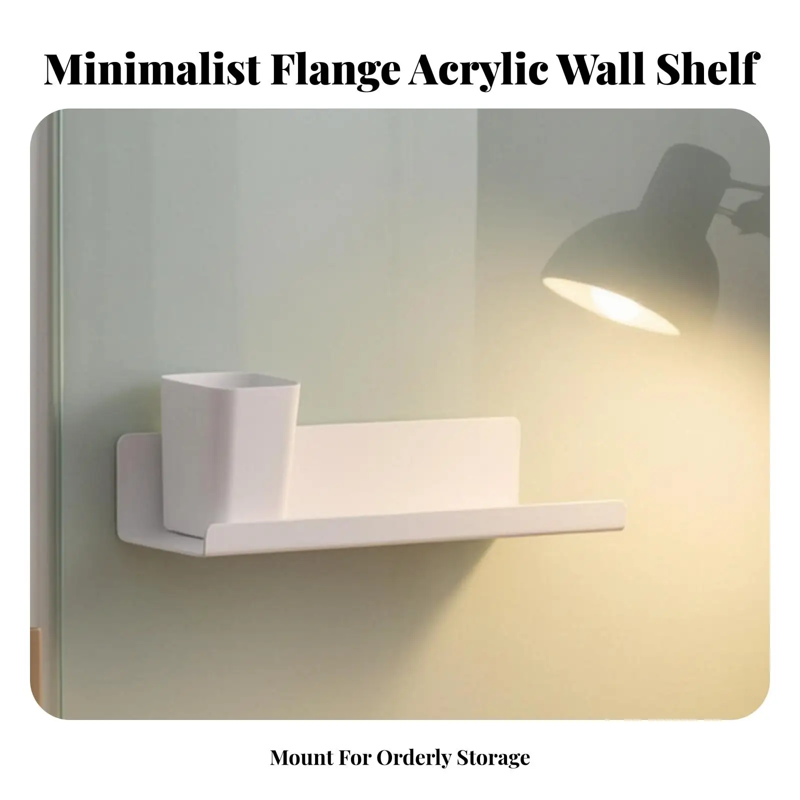 White Acrylic Bookshelf Wall Mount Storage Shelf for Desk Organization Minimalist Display Rack for Room