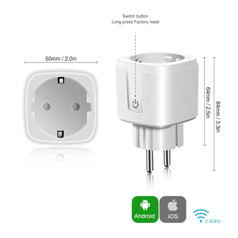 16A Tuya WiFi EU Smart Plug Presa Monitor di alimentazione Presa wireless Temporizzatore remoto Controllo elettrico per Google Home Alexa Alice