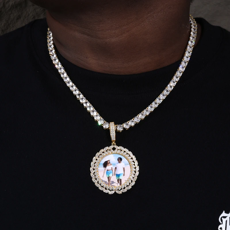 القمح رئيس ميداليات مخصصة صور قلادة للرجال الهيب هوب مجوهرات مثلج خارج قلادة مخصصة محفورة اسم الذاكرة هدية