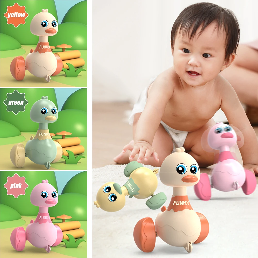 Press and Go Cute Duck Car Educational Toys for Boys & Girls Pull Back Cars Baby Toys for Toddlers Cartoon Learning To Crawl Toy