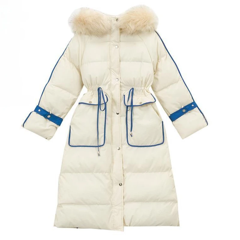 2023 neue Frauen Daunen Baumwoll mantel Winter jacke weibliche lange lose Parkas dicke warme Outwear Kapuze Mode Outcoat