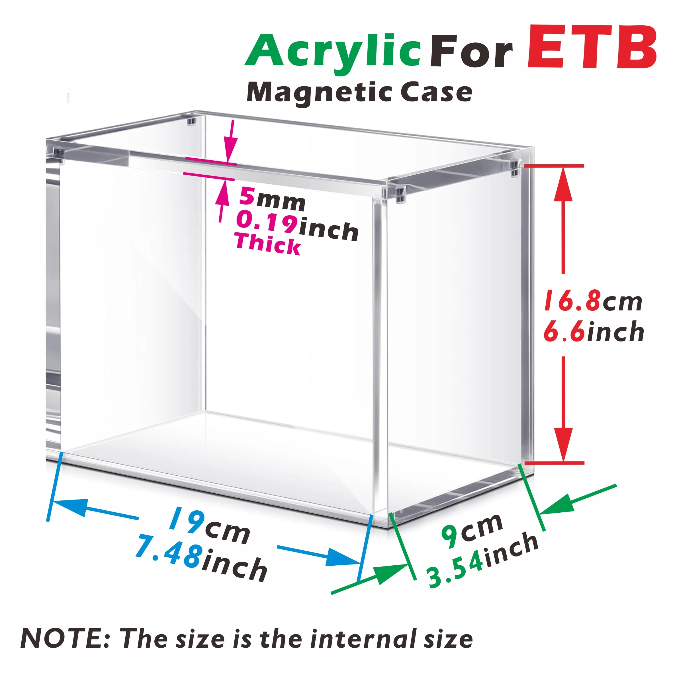 حافظة حماية ETB، صندوق عرض أكريليك شفاف بسمك 5 مم مع غطاء مغناطيسي، مقاوم للرطوبة، تخزين وعرض قوي