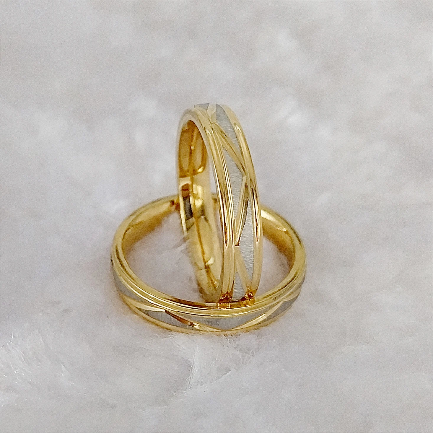 High Quality Lovers Alliances Promise Wedding Rings sets for Couples Western Korean 18k Gold Plated stainless steel jewelry