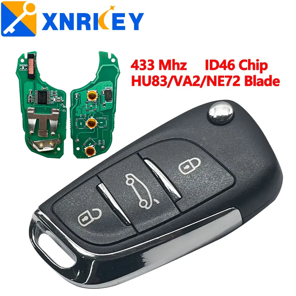 

XRNKEY ASK/FSK 433Mhz ID46 For Peugeot 207 308 307 407 607 807 For Citroen HU83/VA2/NE72 Blade KEY Modified Flip Remote Car Key