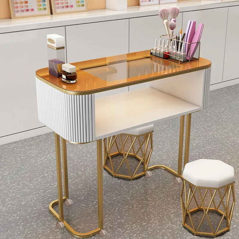 Unique Design Premium Nail Tables Luxury Elegant Nail Table Manicure Space Saving Nageltisch Mit Absaugung Salon Furniture