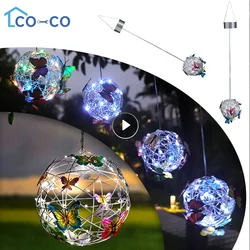 Solar Luminous Butterflies Round Ball Light Outdoor Waterproof Garden Courtyard Landscape Pathway Home Decorative Lighting Lamp