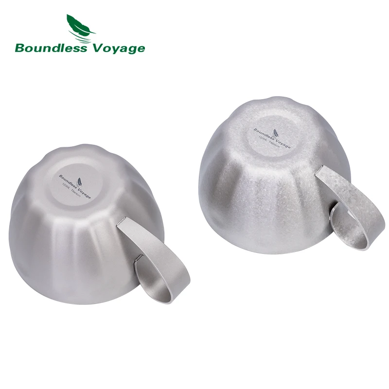 Boundless Voyage Titanium Espresso Cup 120ml Double Wall Coffee Cup, Compact & Lightweight & Heat Insulated, Fixed Handle