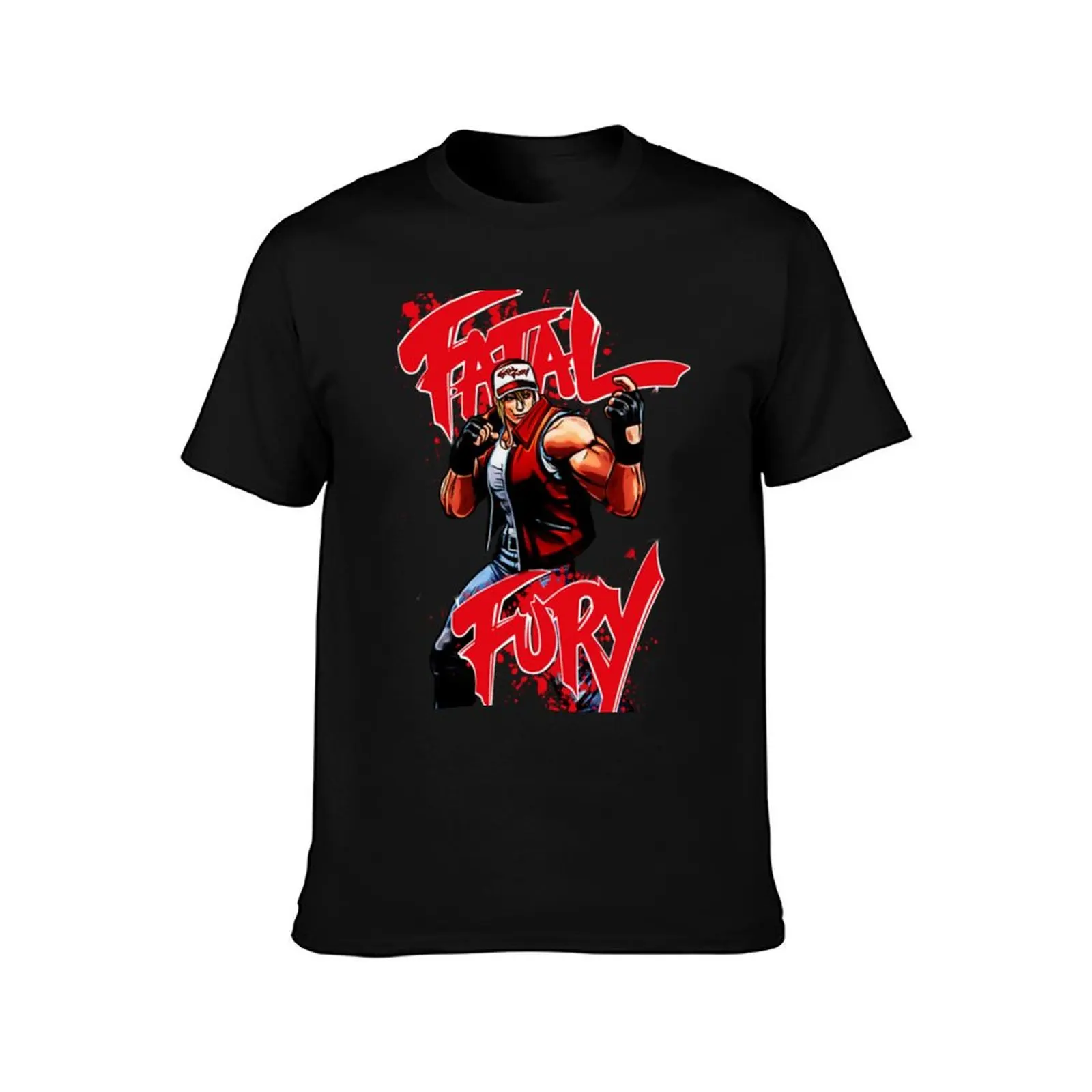 Fatal fury T-Shirt, Summer Casual Cotton Tee, Oversized Streetwear Tops, Vintage Graphic Print, Loose Fit Short Sleeve