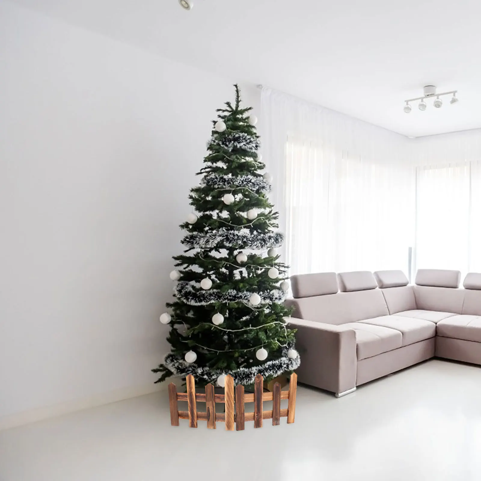 

Christmas Tree Wooden Picket Fence For Pets Kids Garden Yard Courtyard Edging Border Diy Outdoor Decor Landscape Fence