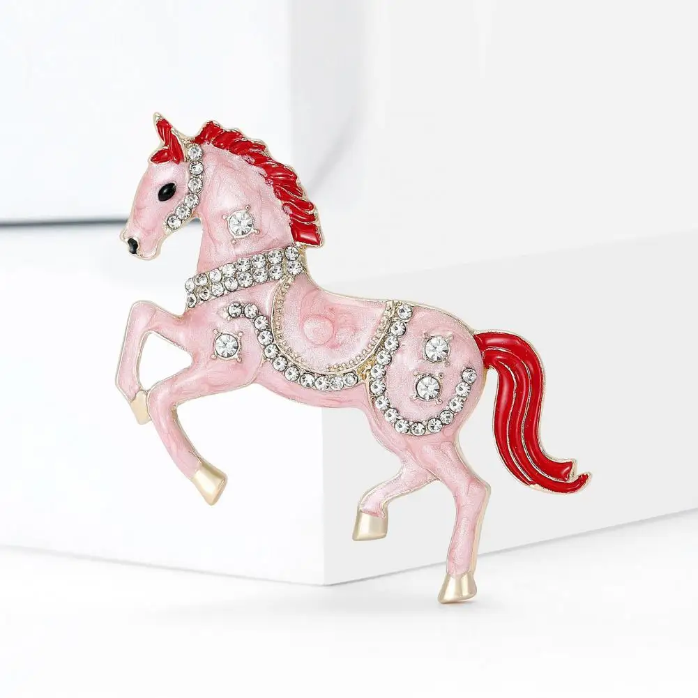Non-fading Brooch Horse Brooch Elegant Galloping Horse Enamel Rhinestone Brooch Chinese Zodiac Year of Horse Pin for Lovers