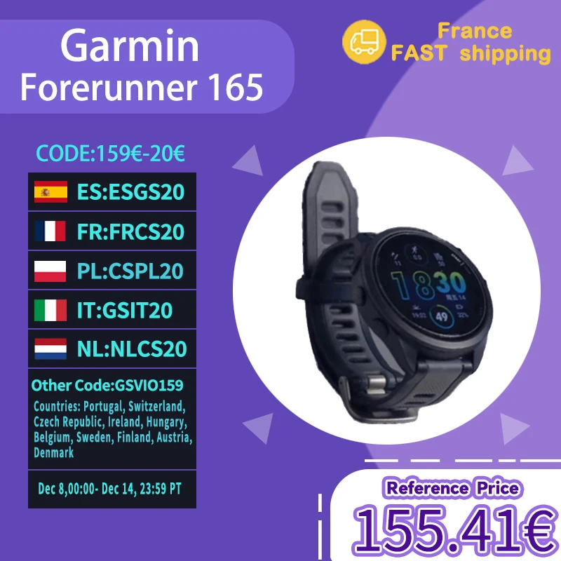 GARMIN Forerunner 165 capteur de bœuf à impulsion suivi du stress dynamique de course à pied au poignet entraînement croisé de la fréquence cardiaque à base de poignet