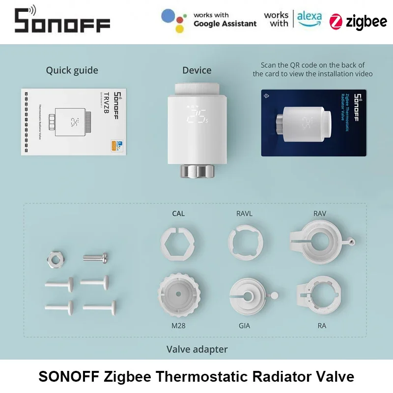 

Термостатический клапан радиатора SONOFF Zigbee Smart TRV, привод термостата, контроль температуры, поддержка Alexa SNZB-02D