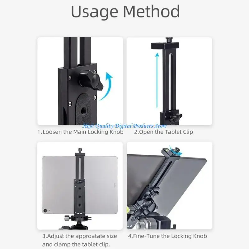 

U2JE Metal Tablet Holder Stand for Tripod Mount 1/4" Screw Acra-Standard Phone Clamp