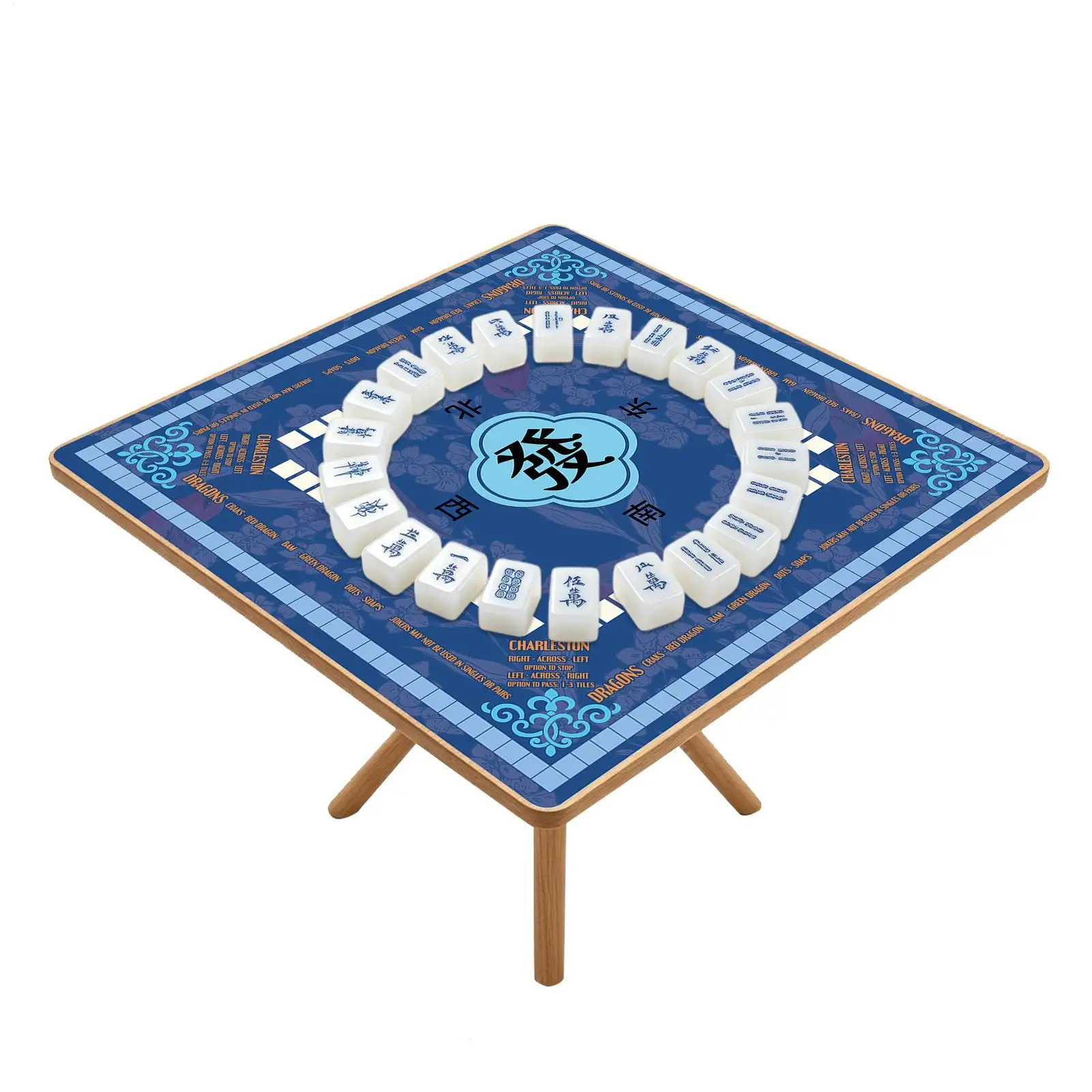 Mahjong Table Mat Printed Rules Anti-Slip Noiseless Pad Rubber Mahjong Table Mat For Family Night Retirement Home Festival