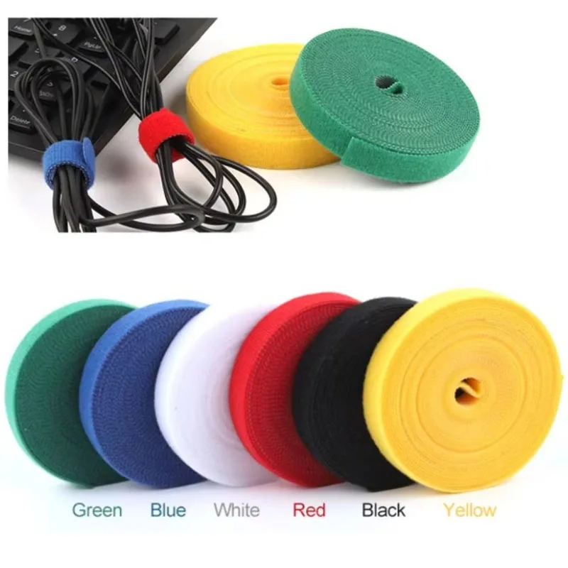 1/2Roll Fastening Tape Cable Ties, Multi-Purpose Cord Organizer, Computer And TV Wire Storage, Data Cable Management Tie