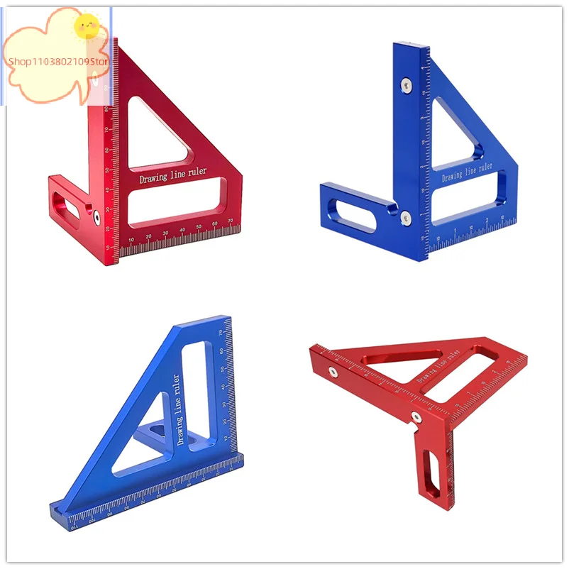 

1 шт. 45 ° /90 ° Прецизионная треугольная линейка из алюминиевого сплава, деревообрабатывающий квадратный транспортир, 3D измерительный инструмент