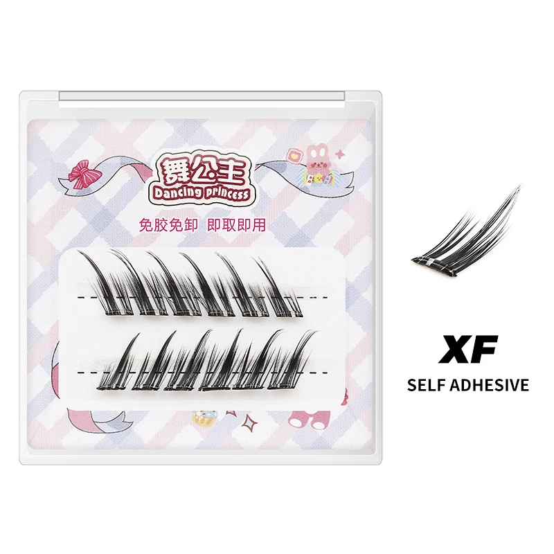 Selbstklebende falsche Wimpern - Kein Kleber nötig, abziehen & aufkleben, natürliche Einzelwimpern-Cluster für Anfänger, Reise-/Probierpackung – Detail 8
