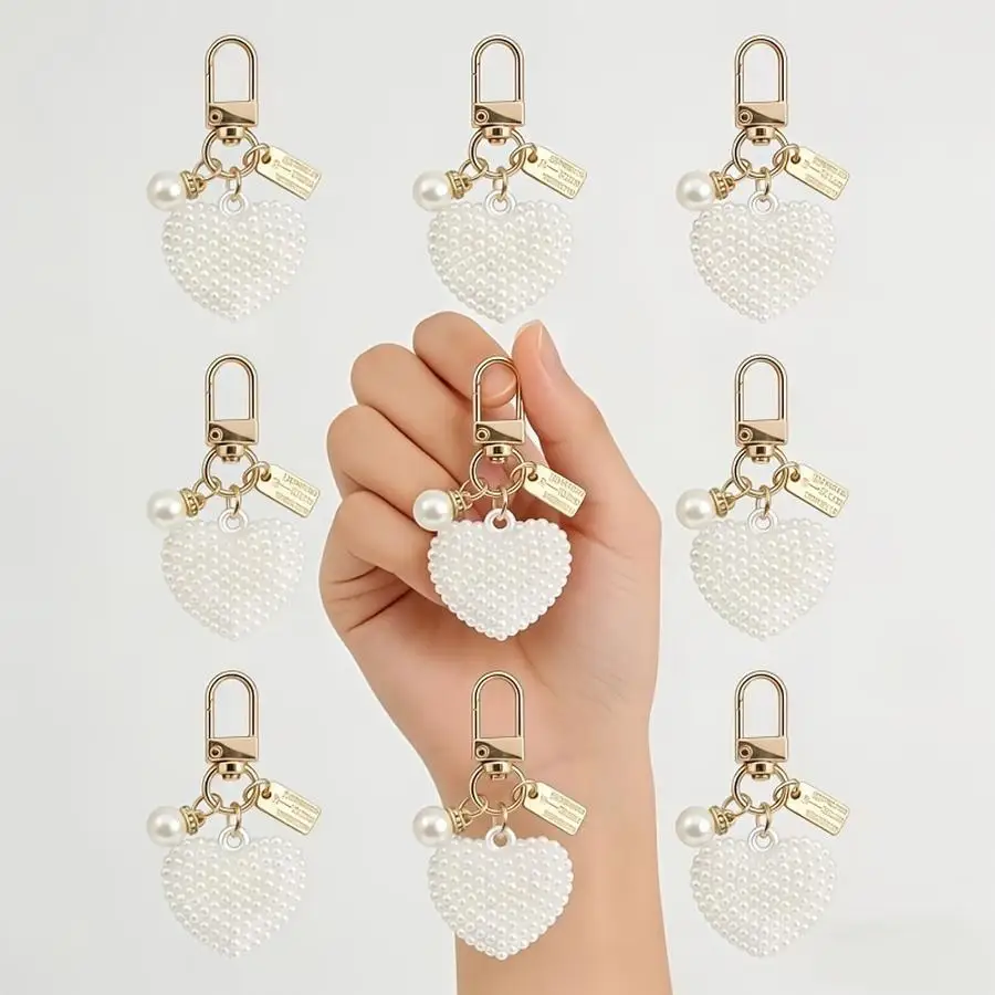 1/5/10/20/50/100pcs s/New Large Heart Keychain Set, Includes 12 Keychains/12 Cards/12 Mesh Bags. Perfect for Party Favors, Weddi