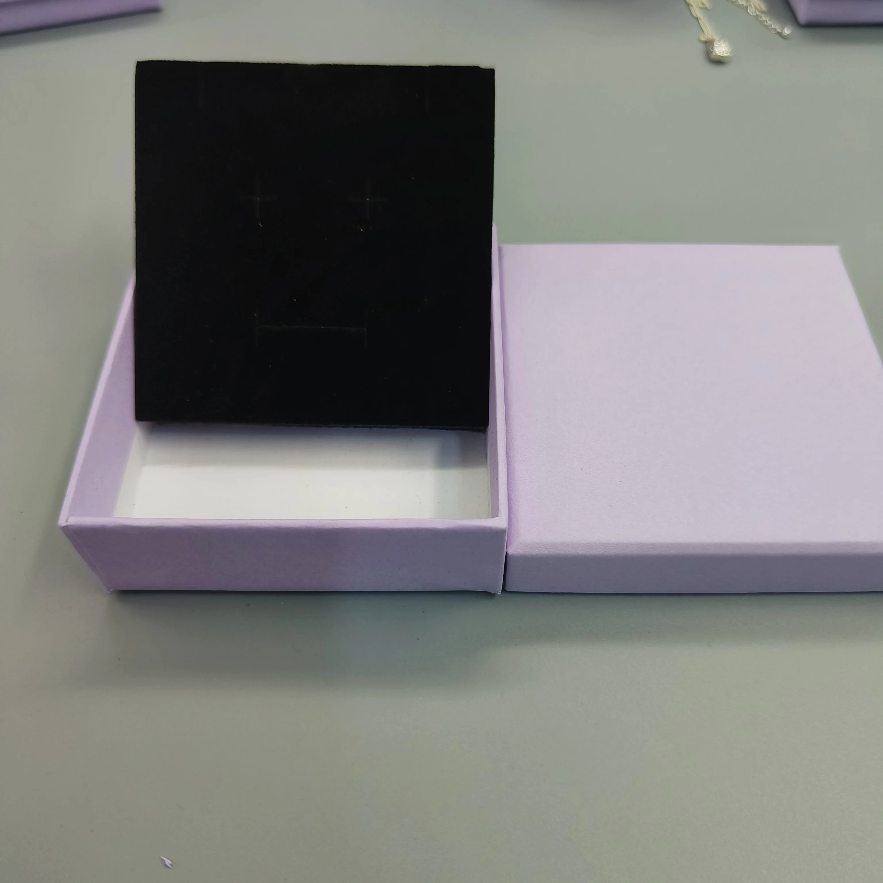 12pcs Luxury Purple Lid And Base Paper Boxes For Jewelry Earrings Ring Necklace With Foam Insert