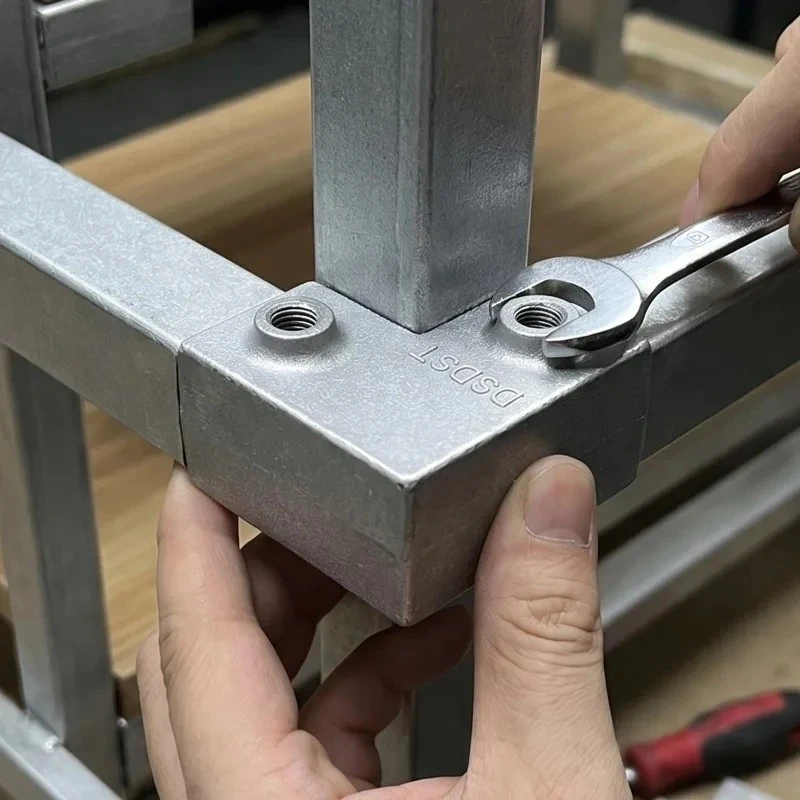 OD 20x20mm Square Tube Connection Piece  Aluminum Alloy Elbow Three-way Square Pipe Fixed Joint Storage Rack pipe fitting joint