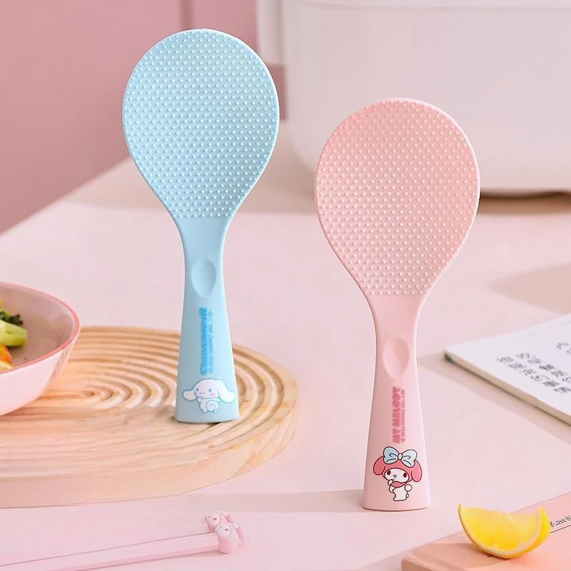 

Kawaii Sanrio Mymelody Cinnamoroll Rice Spoon Food Grade Electric Rice Cooker Special Shovel Silicone Material Can Stand Upright