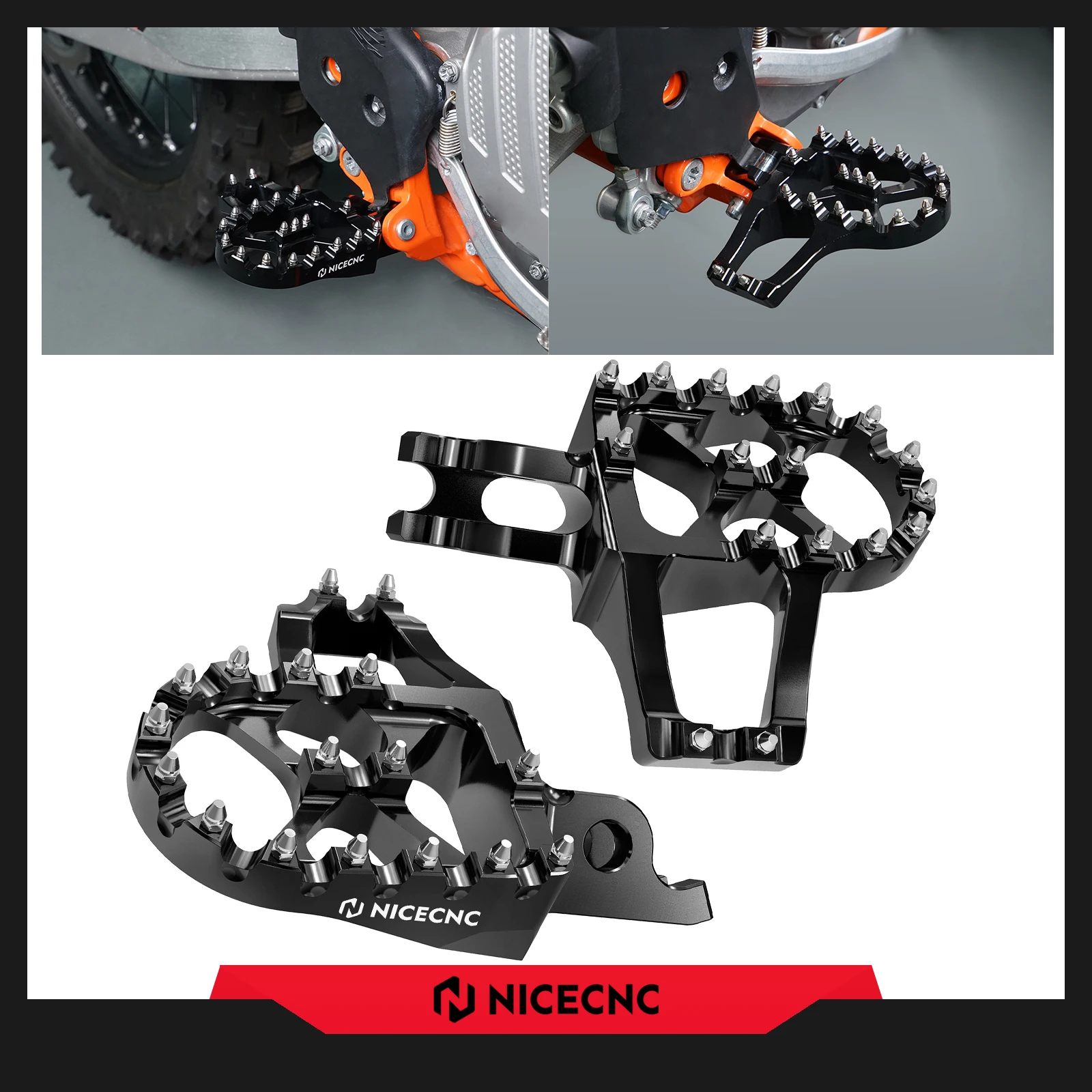 

Комплект удлиненных подножек NICECNC для мотоциклов Honda CRF250R CRF450R 2004-2024, CRF150R 2007-2022, CR 125R 250R 2002-2007