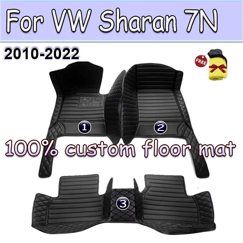 

Car Floor Mats For VW VW Sharan 7N 7seat 2010~2022 Auto Leather Floor Mat Rugs Pad Interior Parts Car Accessories 2012