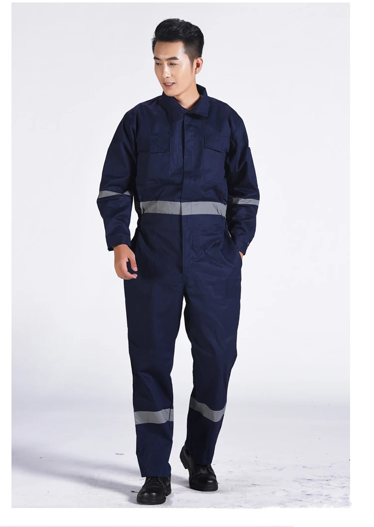 Hi Vis Cotton Overall Workwear Anti-flame Retardant Clothing Thick Anti Sparking Fireproof Uniform Electric Welding Suit Overall