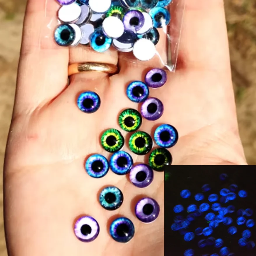 4-color fluorescent glass Eye Round 6MM-30MM round domed Longan Chinchel Eye Toy DIY Jewelry accessories Mixed pupil eye relief