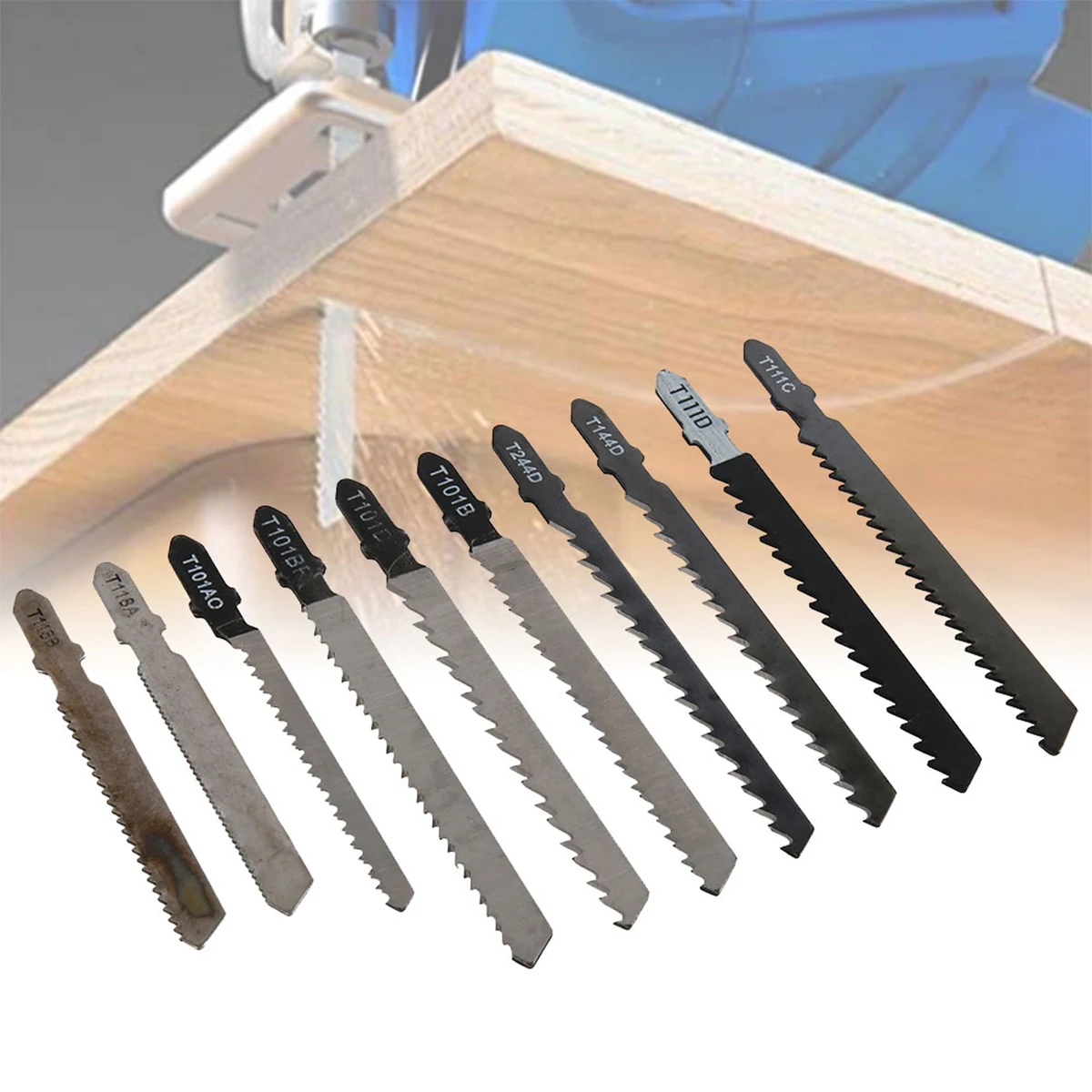 52PCS/Set Saw Blade Set HCSl Assorted Saw Blades with T-shank Sharp Fast Cut Down Saw Blade for Wood Metal Plastic Metal Cutting